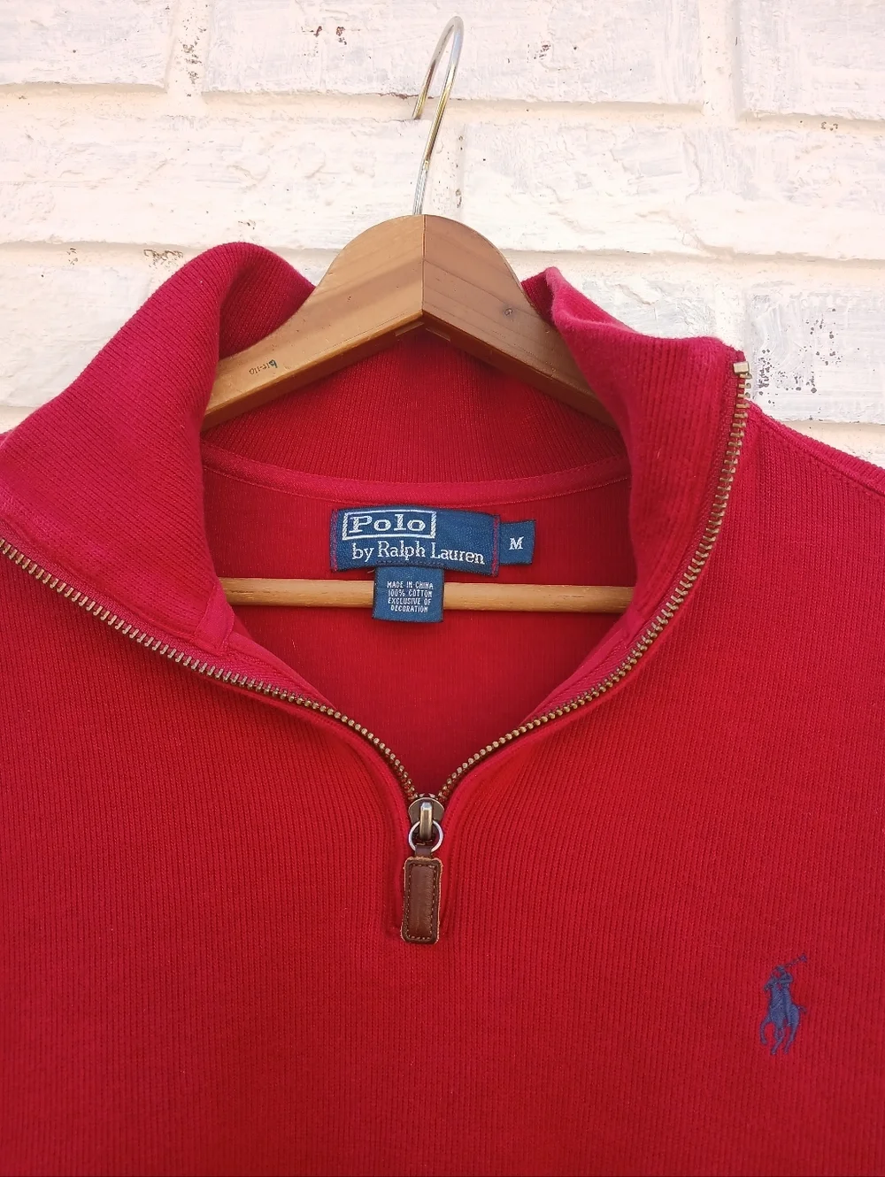 Vintage Polo Ralph Lauren Estate Rib Quarter Zip Red Medium
